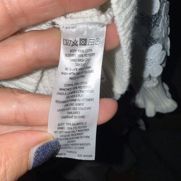 "French Connection" -Juri Mozart Caballo Womens Floral Lace Sleeve Sweater - Picture 5 of 6